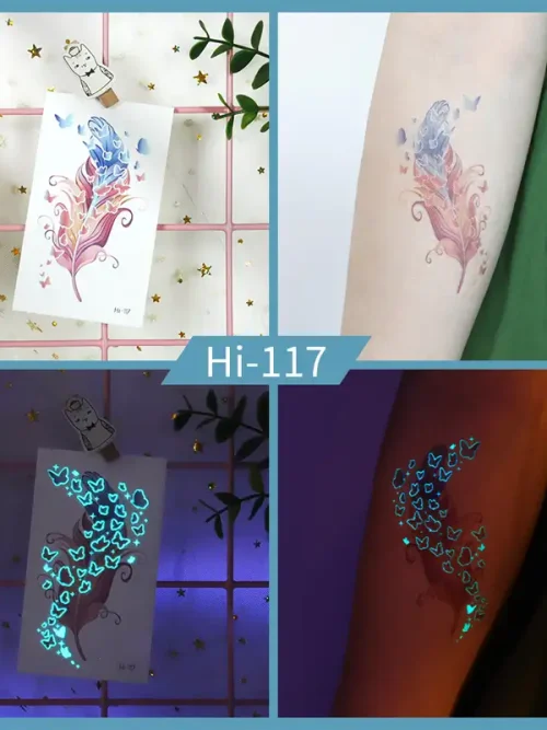 Noctilucent Butterflies Feather Tattoo
