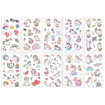 Cartoon Unicorn Tattoos 10 Sheets