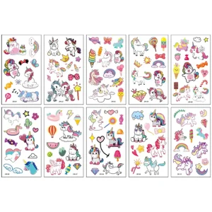 Cartoon Unicorn Tattoos 10 Sheets