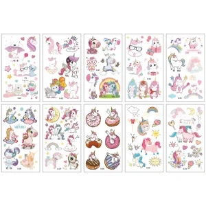 Cartoon Unicorn Tattoos 10 Sheets