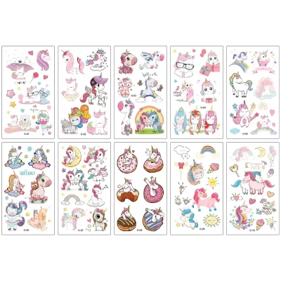 Cartoon Unicorn Tattoos 10 Sheets