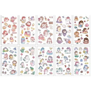 Cartoon Unicorn Tattoos 10 Sheets