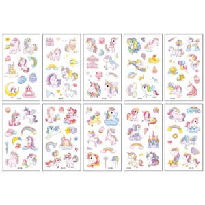 Cartoon Unicorn Tattoos 10 Sheets