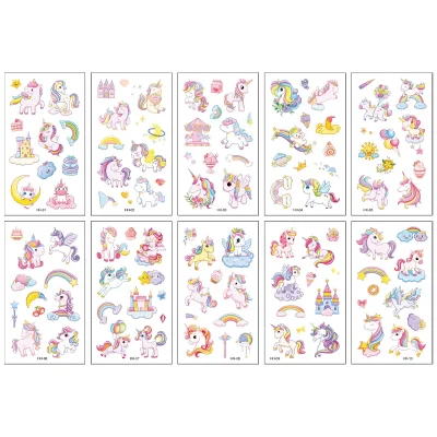 Cartoon Unicorn Tattoos 10 Sheets