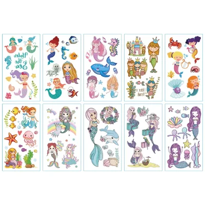 Cartoon Mermaid Tattoos 10 Sheets