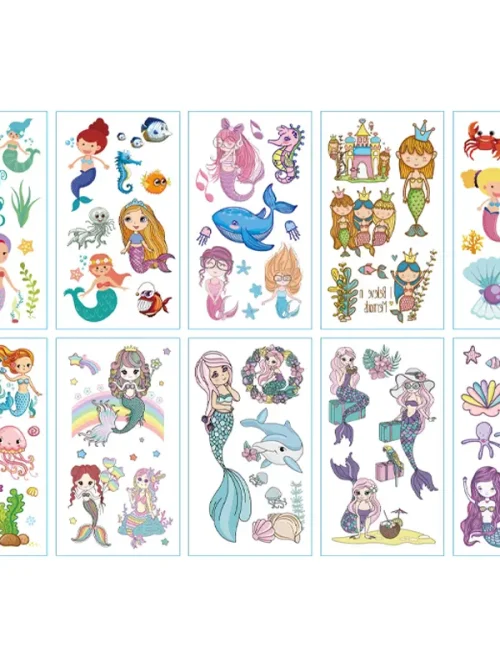 Cartoon Mermaid Tattoos 10 Sheets