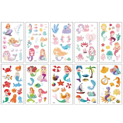 Cartoon Mermaid Tattoos 10 Sheets