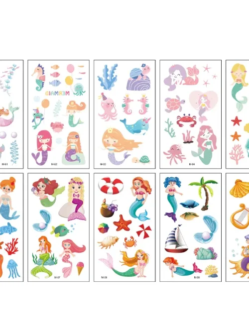 Cartoon Mermaid Tattoos 10 Sheets