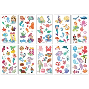 Cartoon Mermaid Tattoos 10 Sheets