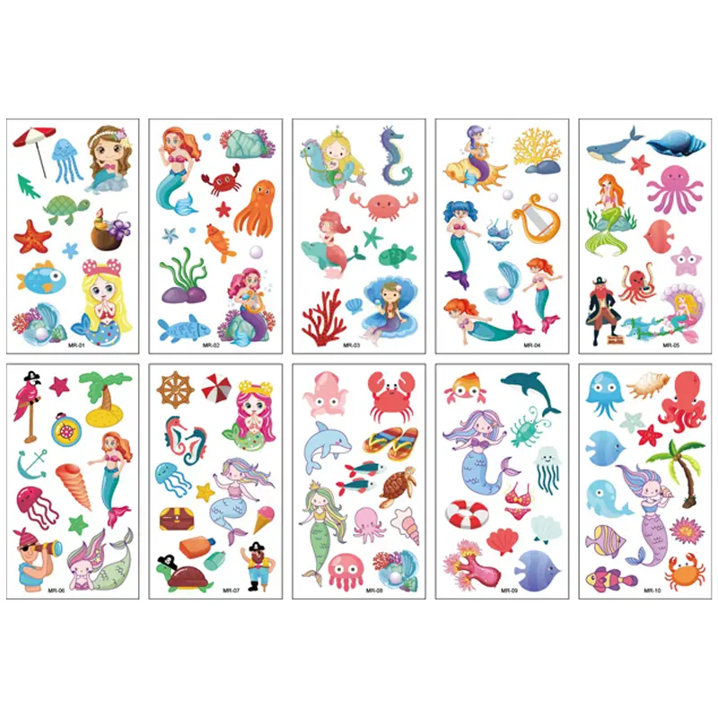Cartoon Mermaid Tattoos 10 Sheets