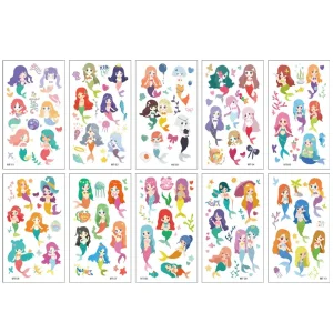 Cartoon Mermaid Temporary Tattoos 10 Sheets