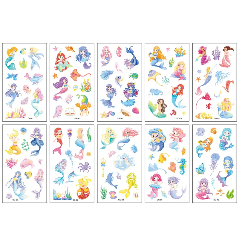 Child Mermaid Tattoos 10 Sheets