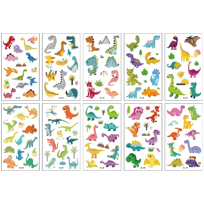 Cartoon Dinosaur Tattoos 10 Sheets