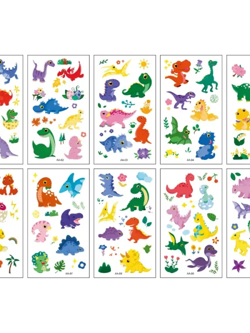 Cartoon Dinosaur Tattoos 10 Sheets