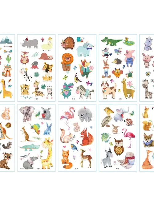 Animal Cartoon Tattoo 10 Sheets