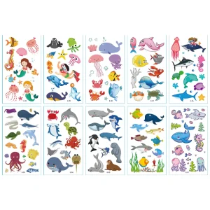 Cartoon Sea Animals Tattoo 10 Sheets