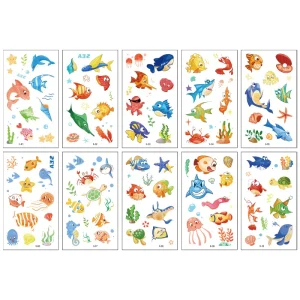 Cartoon Sea Animal Tattoo 10 Sheets