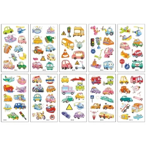 Cartoon Cars Tattoo 10 Sheets