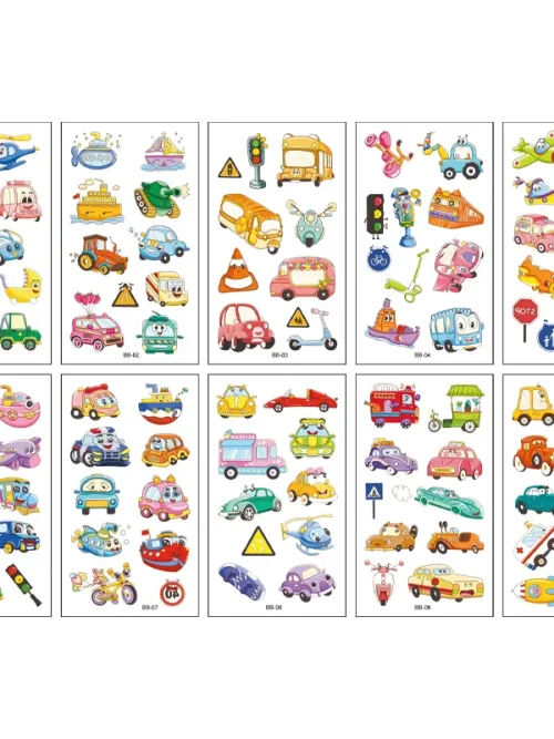 Cartoon Cars Tattoo 10 Sheets