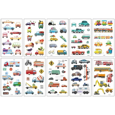 Cartoon Vehicle Tattoo 10 Sheets