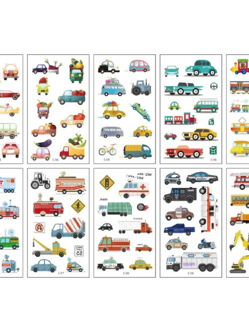 Cartoon Vehicle Tattoo 10 Sheets