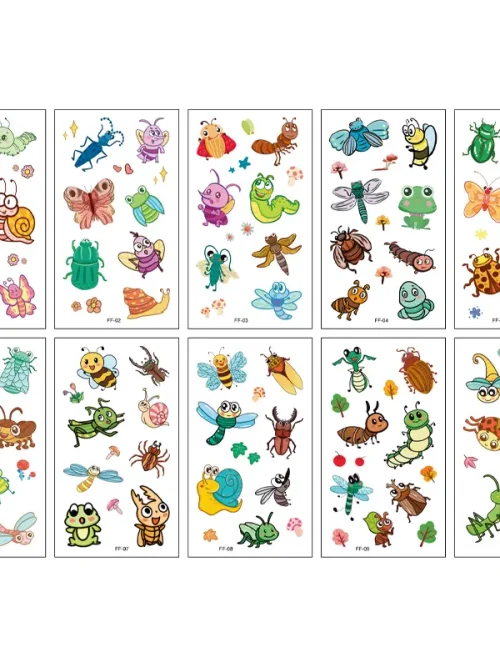 Cartoon Insects Tattoo 10 Sheets