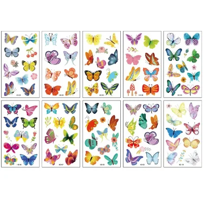 Cartoon Butterfly Tattoo 10 Sheets
