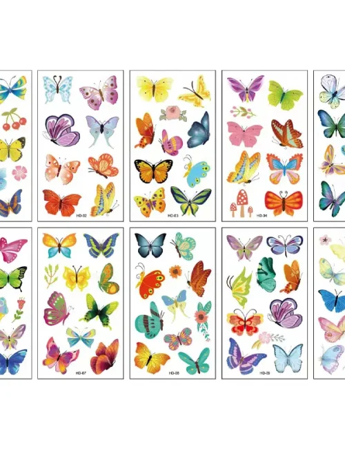 Cartoon Butterfly Tattoo 10 Sheets