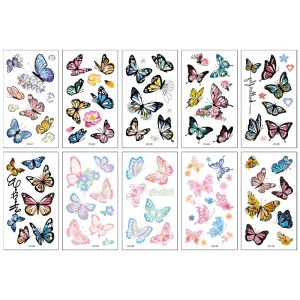 Cartoon Butterfly Tattoos 10 Sheets