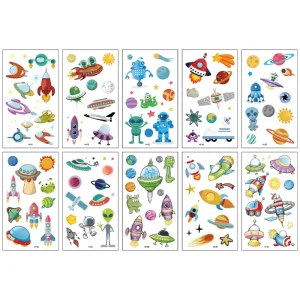 Cartoon Spacecraft Tattoos 10 Sheets