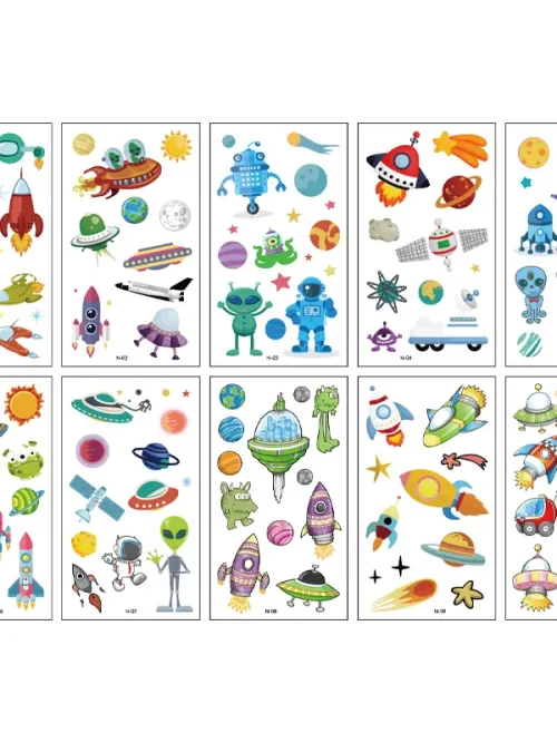 Cartoon Spacecraft Tattoos 10 Sheets