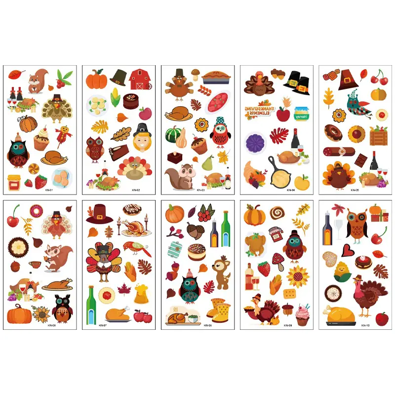 Thanksgiving Day Tattoo 10 Sheets