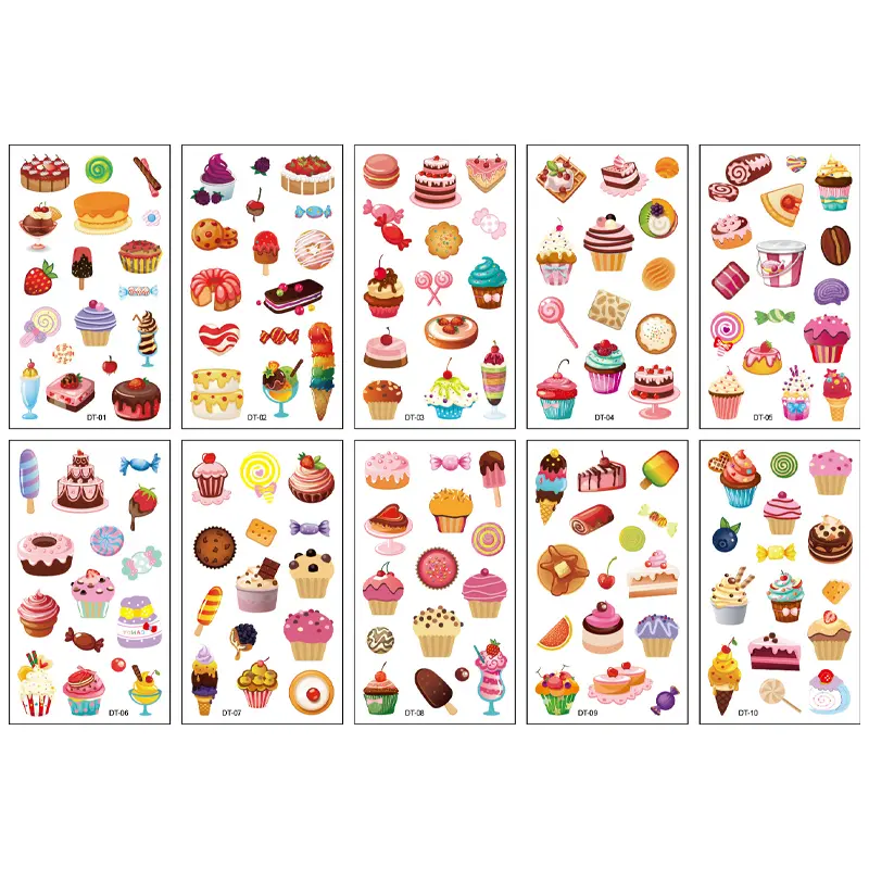 Cartoon Cake Tattoo 10 Sheets