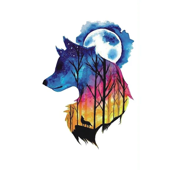 Colorful Wolf Tattoo