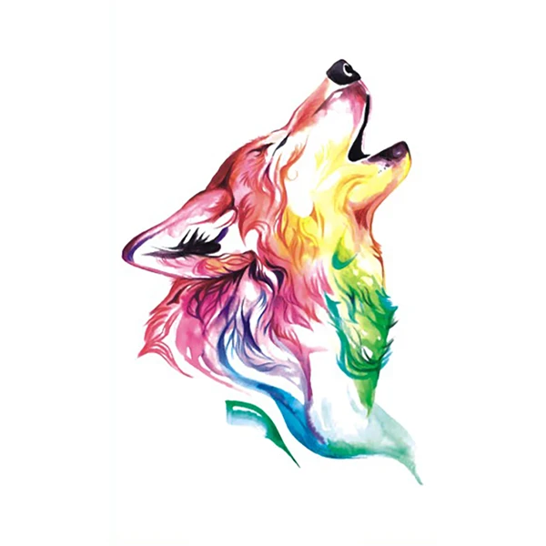Watercolor Bellow Wolf Tattoo
