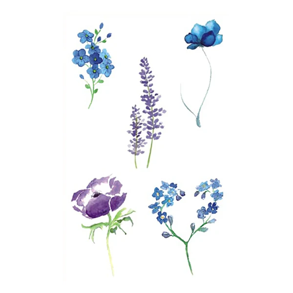 Blue Purple Flower Tattoo