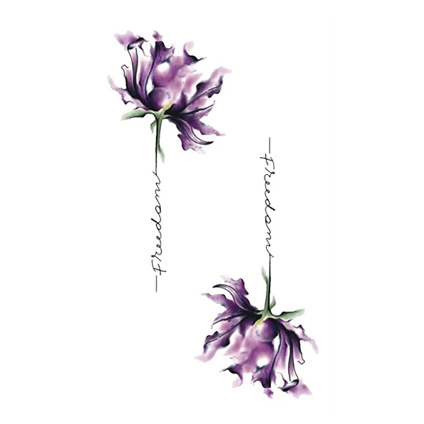 Purple Letter Flower Tattoo