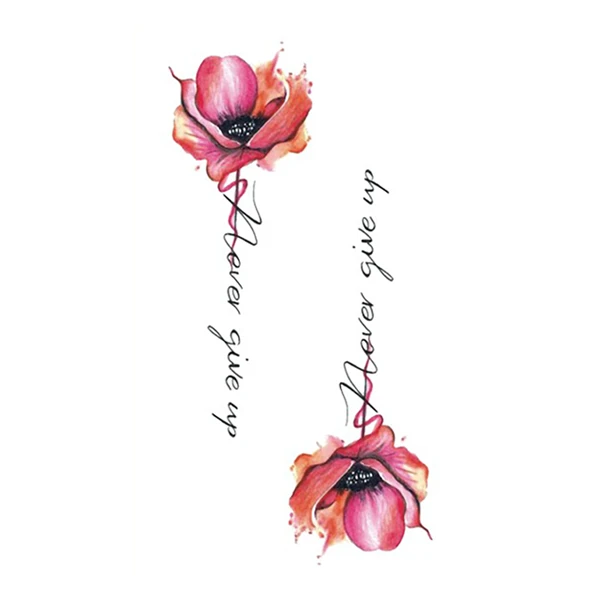 Pink Letter Flower Tattoo