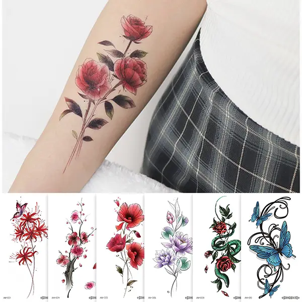 Flower Sleeve Temporary Tattoo
