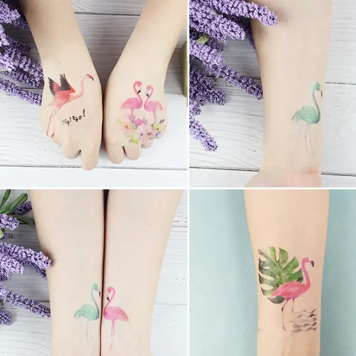 Cartoon Flamingo Temporary Tattoo - Image 3