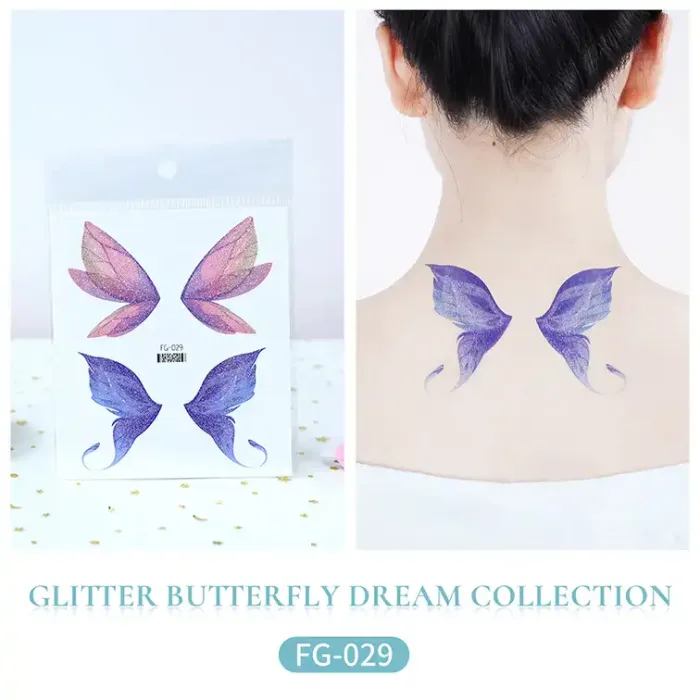 Glitter Butterfly Wing Tattoo
