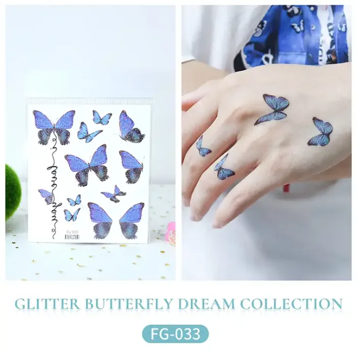 Glitter Purple Butterfly Tattoo