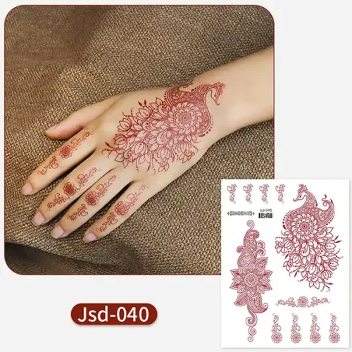 Red Henna Temporary Tattoo - JSD-040