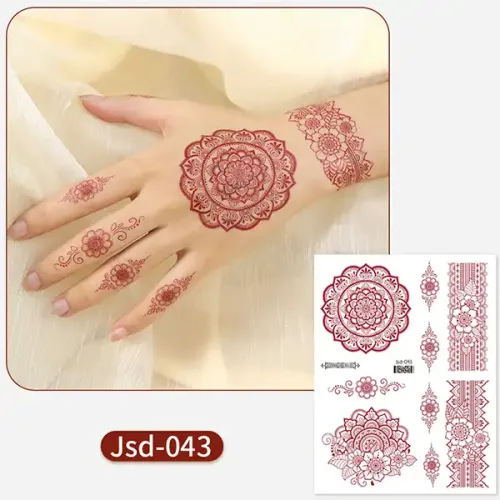 Red Henna Temporary Tattoo - JSD-043