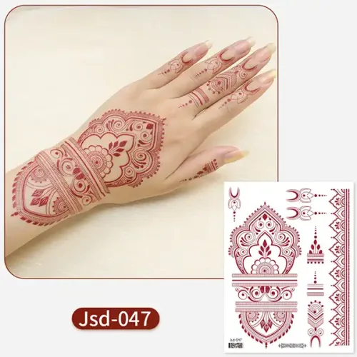 Red Henna Temporary Tattoo - JSD-047