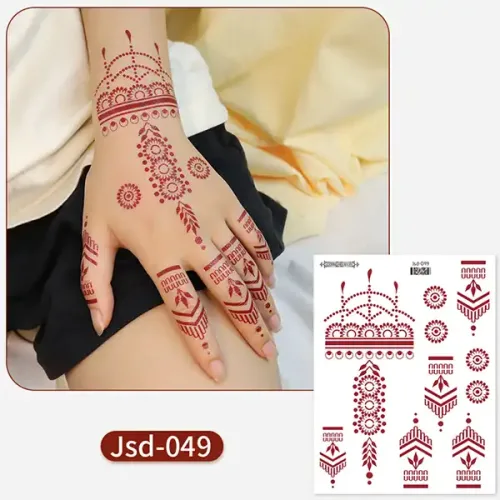 Red Henna Temporary Tattoo - JSD-049